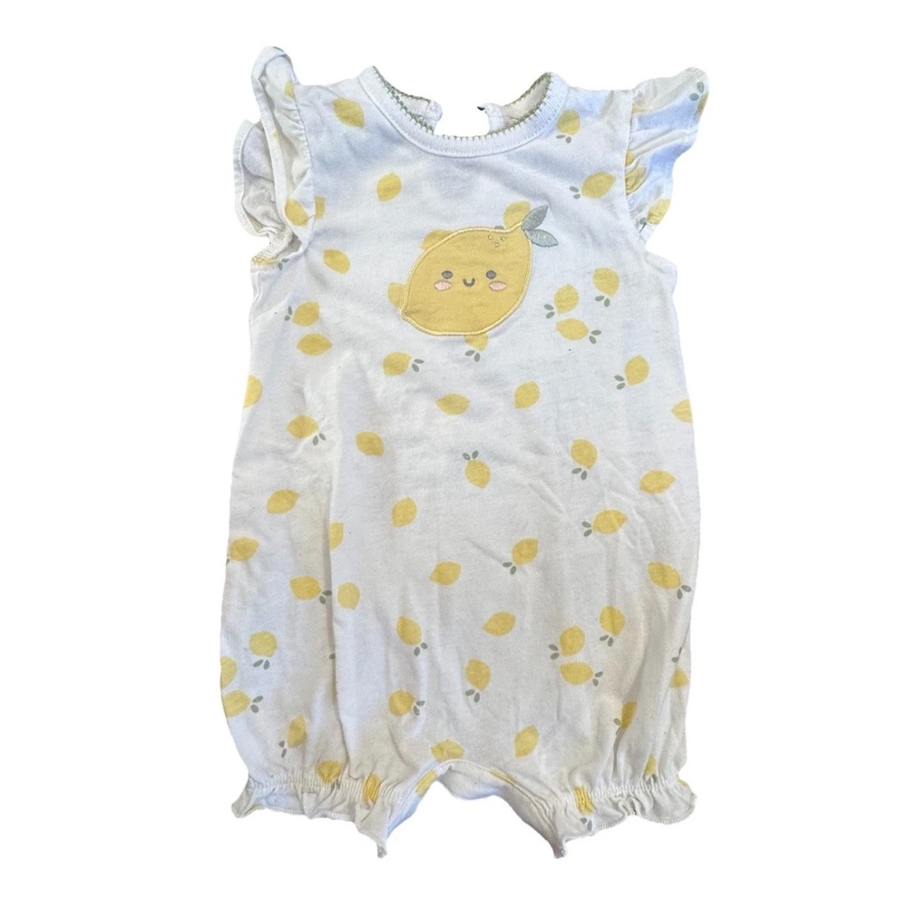 Huggies Babygirl Appliqué Organic Cotton Blend Romper 6 Months lemon print